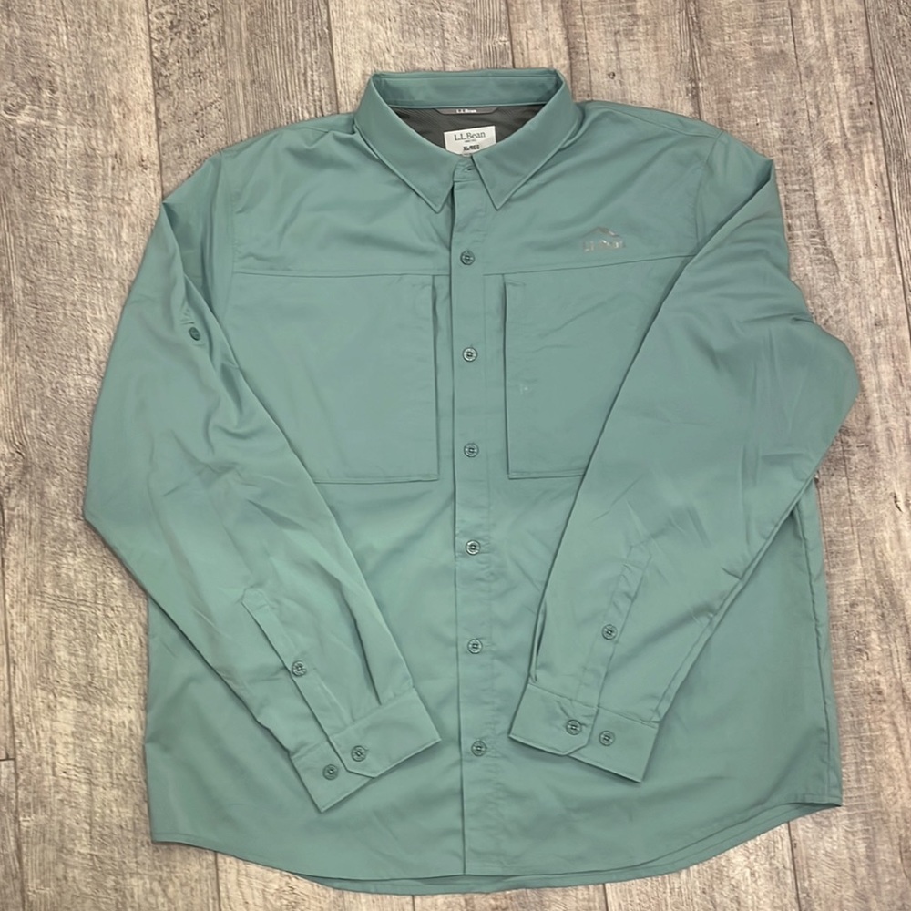 L.L. Bean Turquoise Button Down Shirt- Size XL